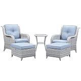 Belord Outdoor Wicker Furniture Set 5 Pieces Patio Conversation Sets Patio Chairs with Ottomans and