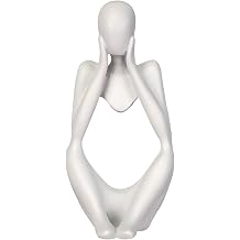 Creative Resin Thinker Minimal Abstract Art Sculpture Statue Figurines Home Office Bookshelf Desktop Decor White, Focus, Small