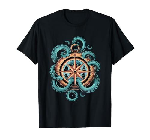 Octopus Kraken Pirate Compass of Doom T-Shirt