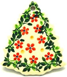 Polish Pottery Ornament - Christmas Tree - Cherry Jubilee