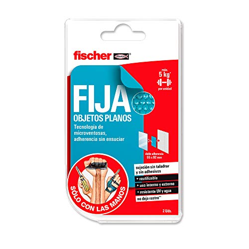 fischer - alfombrilla anti-deslizante rectangular Sclm Fija Objetos Planos Doble M blíster de 1 ud para fijar objetos a la superficie, con micro-ventosas, reutilizable, fácil aplicación