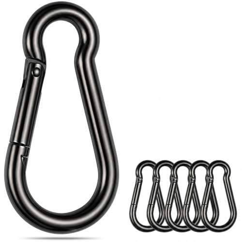 Image of Stainless Steel Spring Snap Hook Carabiner - 304 Stainless Steel Caribeener Clips, Set of 6