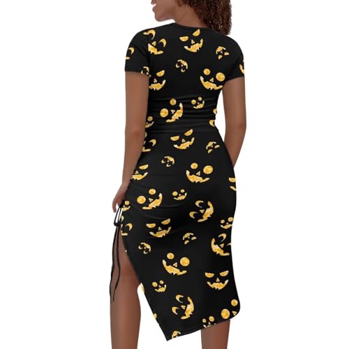 Image of Short Sleeve Dress for Women,Sexy Bodycon Dress,Plus Size Slit Dress,String Design s-4xl