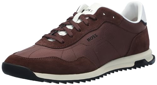 Image of BOSS Men's Zayn Low Profile Suede Leather Two Tone Sneaker