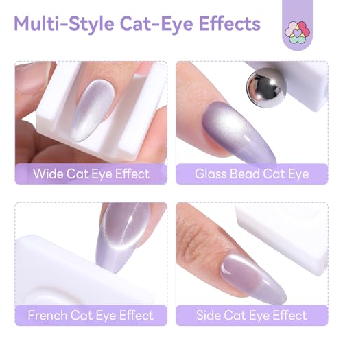 Image of SAVILAND One-Step Cat Eye Magnet: Powerful 5D Nail Magnet Multifunctional White Cateye Magnet for Nails with Round Magnetic Bead for Wide Glass Bead French Cat Eye Effect DIY Nail Art Home