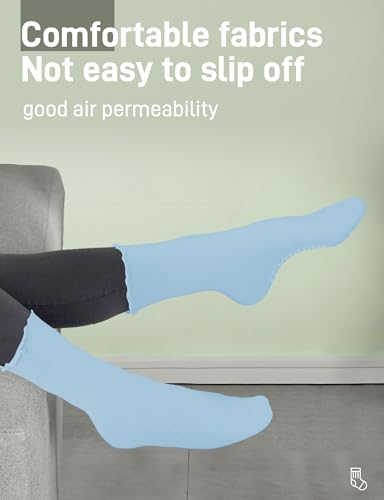 AURUZA Womens Pilates Socks with Grips Non-slip Ruffle Grippy Yoga Socks Ballet Barre Cute Turn-Cuff Crew Socks Lace Slipper Socks Womens Grip Socks4