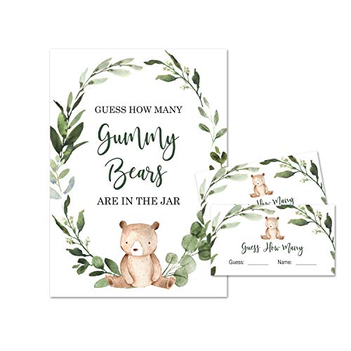 InvitationHouse Guess How Many Gummy Bears Baby Shower Game (Greenery)