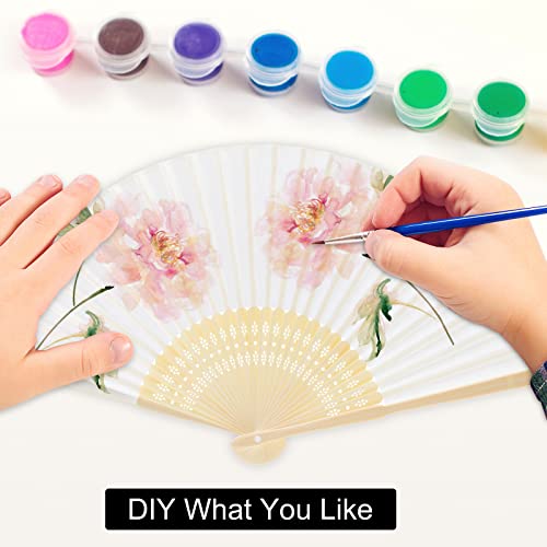 FEPITO 55 Pieces White Handheld Paper Fan Paper Folding Fans with Bamboos for Wedding Gift Party, Home, 21 cm x 36 cm - Image 4