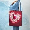 FodPand Heavy-Duty Valentine's Day Love Heart Canvas Tote Bag for Women Reusable Grocery Shopping Bag with Shoulder Straps Washable & Foldable Everyday Utility Purse for Work Travel Beach #1