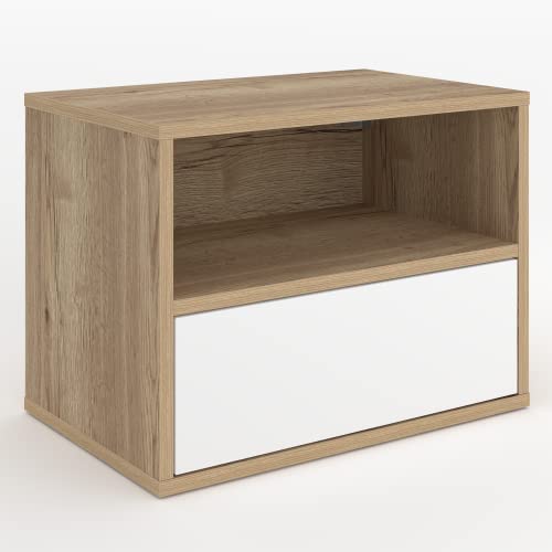 HOMEDO Nachttisch nach Maß | zentimetergenau konfigurieren | mehr als 50 Dekore kombinierbar | Push-2-Open oder Metallgriffe wählbar | Hängekommode oder Stehkommode | eine innenliegende Schublade Cover