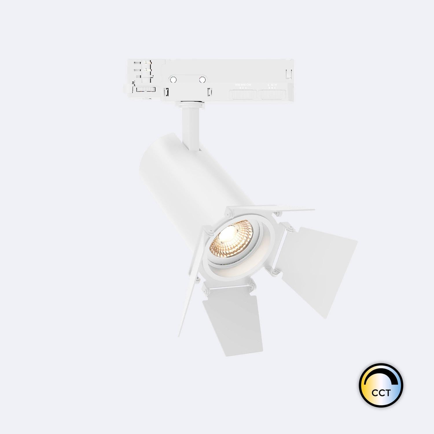 LEDKIA Foco Carril LED Trifásico 20W Fasano Cinema CCT Seleccionable Regula