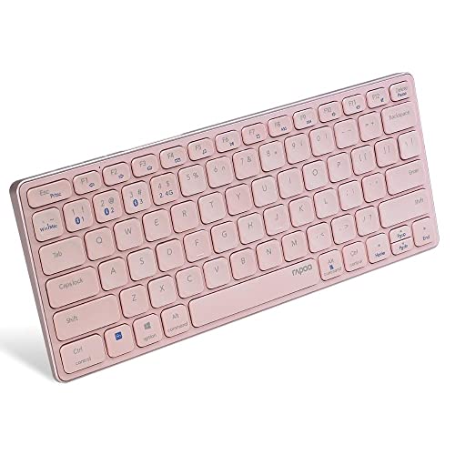 Image of RAPOO E9050 C-Type Rechargeable Bluetooth Wireless Multi-Device (4 Devices) Keyboard for Windows /iOS /Android,Tablet /Smartphone - 3 Years Warranty Pink