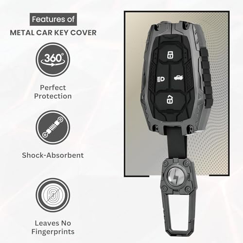 Image of Metal Keycover for Punch, Harrier, Altroz, Nexon, New Safari, Bolt, Tiago, Tigor 4 Button Smart Key