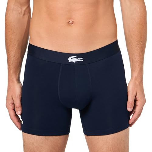 Lacoste Men's Cotton Stretch Big Croc Print Boxer Briefs, 3-Pack, Blue/Dark Green/Navy Blue, Medium2