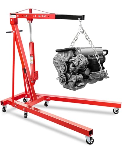 2-Ton Shop Crane, Hydraulic Folding Engine Hoist w/6 Steel...