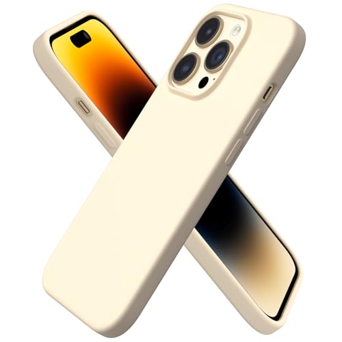 ORNARTO kompatibel mit iPhone 14 Pro Hülle 6,1 Zoll 2022, Silikon Case Ultra Dünne Voller Schutz Flüssig Silikon Handyhülle Schutz für iPhone 14 Pro 6,1 Zoll 2022 Cremegelb