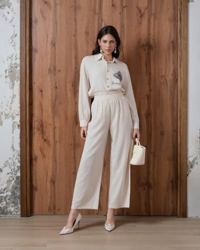 SIXDO G-Beige Floral Woven Jumpsuit, Casual Spring Summer Jumpsuit Long L — view 6