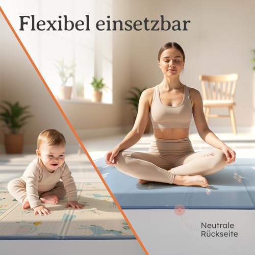 Laleni Krabbelmatte Baby 120x150x1 cm - wasserdichte Spielmatte Baby faltbar - isolierende Bodenmatte Kinder - weich & schützt vor kaltem Untergrund - Krabbeldecke outdoor & indoor - Einhorn-Motiv