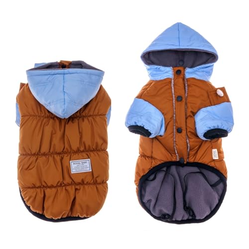 Chien veste à capuche imperméable doublée polaire pour l'hiver bleu L - 2