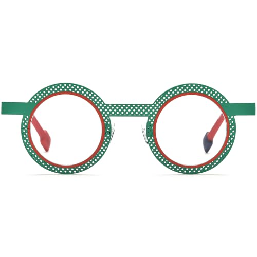 Image of FONEX Colorful Pure Titanium Glasses Frame Women Retro Round Eyeglasses
