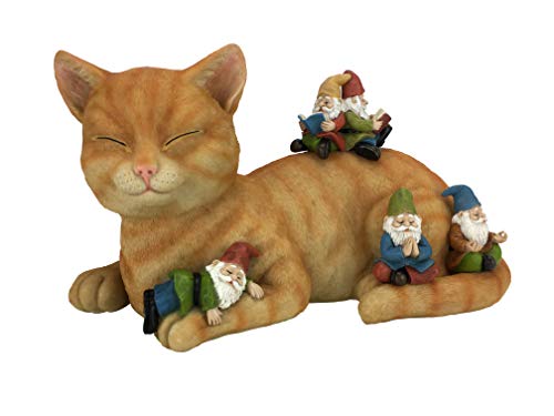 Glitzglam Cody The Miniature Cat And Gnomes - “A Relaxing Day” - A Fairy Garden Gnome Miniature #TOP1