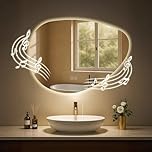 CLP Miroir de Salle de Bain Almafie avec éclairage, Miroir de Salle de Bain antibuée, Miroir Mural LED, avec ou sans Bluetooth, Contenu du Set:avec Bluetooth