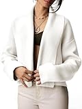 Saodimallsu Womens Cropped Cardigan Open Front Shawl 2024 Fall Trendy Long Sleeve Sweater Jacket White