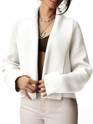 Saodimallsu Womens Cropped Cardigan Open Front Shawl 2025 Fall Trendy Long Sleeve Sweater Jacket