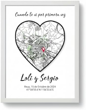 DEREGALOOS Póster Personalizado con Foto y Mapa de Coordenadas. C...