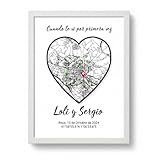 DEREGALOOS Póster Personalizado con Foto y Mapa de Coordenadas. Cuadro Decorativo y Marco con Nombres y Fecha. Regalo Romántico con Imagen para Parejas. Ideal para Aniversario (Mapa y Fecha)