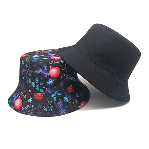 Image of Bucket Hat for Women Men,Travel Sun Beach Cap,Unisex Fishing Outdoor Boonie (Christmas Ball)
