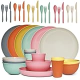 36 pcs Wheat Straw Dinnerware Sets DAPIPIK...