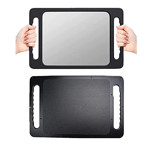 Unbreakable Hand Mirrors With Double Handle - Mpowtech Durable Hand Held Mirrors - Lightweight Barber Mirror For Hair And Beauty Salon - Rectangular Handheld Haircut Salon Mirrors (2 - Pack), Black #TOP1
