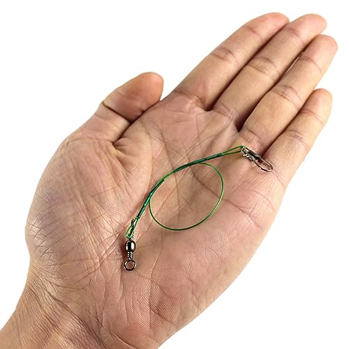 75 unidades líderes de pesca de acero inoxidable con giratorios y snaps miniatura 6
