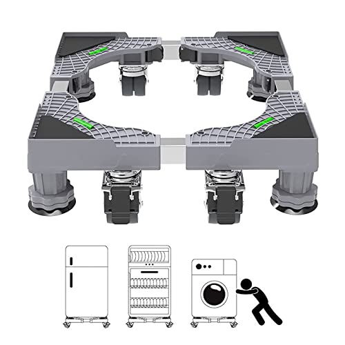 DDYT Base de Machine à Laver, Mini Support De Réfrigérateur avec 4 Roues Pivotantes en Caoutchouc Verrouillables, Base Réglable Mobile Multifonctionnelle pour Sèche-Linge, Machine à Laver Cover
