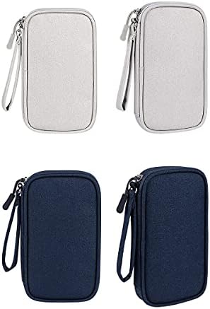 Hosoncovy Double Layer Power Bank Case Power Bank Carrying Case Power Bank Travel Case Storage Bag Cables Organizer for Romoss Samsung Anker 20000mAh 10000mAh Power Bank (Blue)