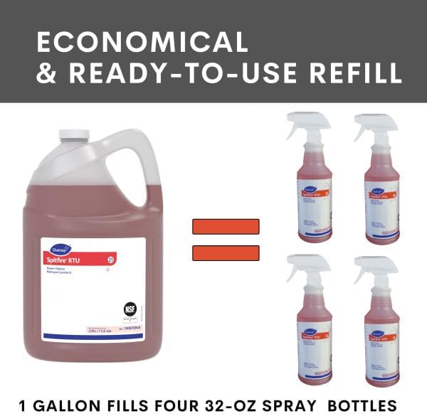 Miniatura 10 de Spitfire Diversey SC 100870948 RTU Limpiador multiusos de energía líquida, desengrasante resistente para tiendas y cocinas, aroma a pino, repuesto