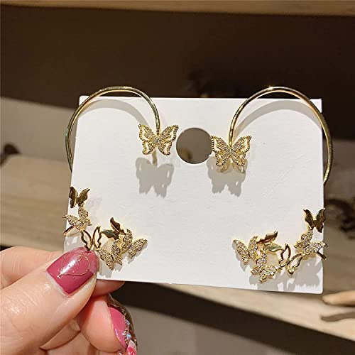 Trjgtas Earrings For Women, Heart Hoop Earrings Pink Around Ear Butterflys Wrap Piercing Cuff For Women Earrings Earrings Butterflys Ear No Clips Earrings 40 Mm Gold Hoop Earrings #TOP7