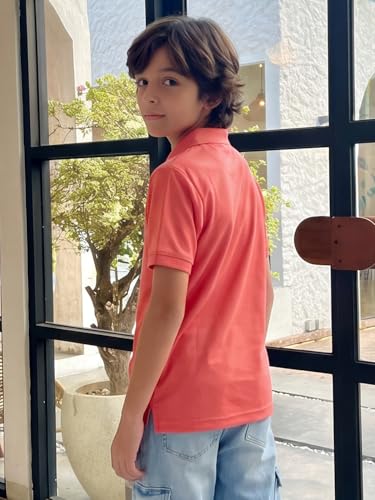 Image of Li'l Tomatoes Boys Sports Polo T-Shirt Polyester Casual Summer Tee | inchGolf Player inch Printed Collar Neck T-Shirt | Lightweight & Breathable Half Sleeve Sports Wear | Stylish Polo Tee | 9-16 Years