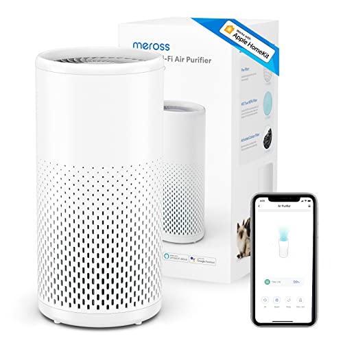 meross Smart WiFi Air Purifier for Home Supports Apple HomeKit, Alexa, Google Home and SmartThings, H13 True HEPA Filter 24dB Quiet Air Purifier, Pets, Smoke, Dust, Pollen, 2.4G Only