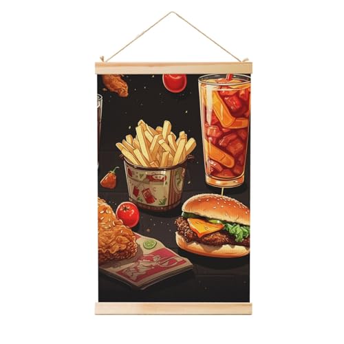Poster sur toile suspendu avec cadre bois DWVTFSM pour décoration murale de salon 91x61 cm