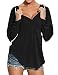 Ezcosplay Women Deep V Neck Solid Pullover Hoodies Casual Lightweight Drawstring Loose Hooded Sweatshirt
