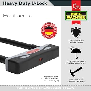 Burg Wachter 1600HB Sold Secure Gold Approved D Lock Bike Lock, Grey/Black, Small