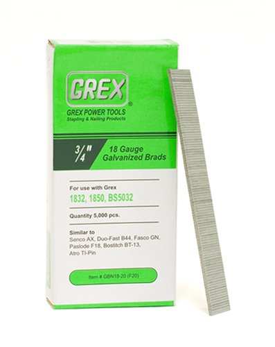 GREX GBN18-20 18 Gauge 3/4-Inch Length Galvanized Brad Nails (5,000 per Box)