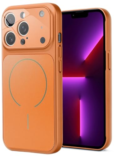 Image of SHINESTAR Premium Luxury Case Compatible with iPhone 13 Pro Max | Protective Back Cover with Camera Lens Safety | Wireless Charging Support | Slim Fit Durable Design | Enhanced Grip Protection Orange