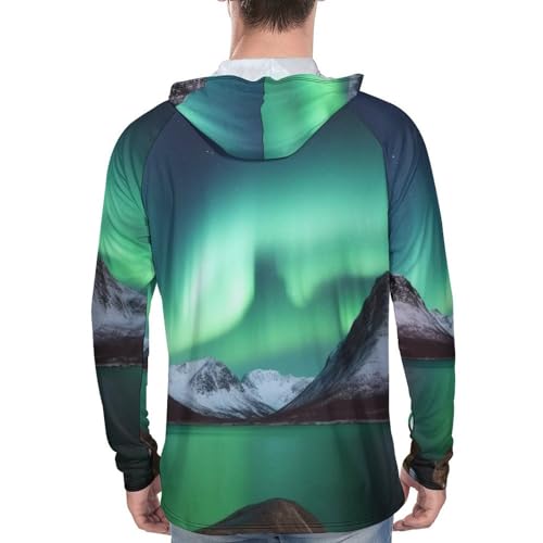Men's Sun Protection Hoodie Shirts UPF 50+ Long Sleeve Rash Guard Aurora Borealis Sun Shirt Outdoor3