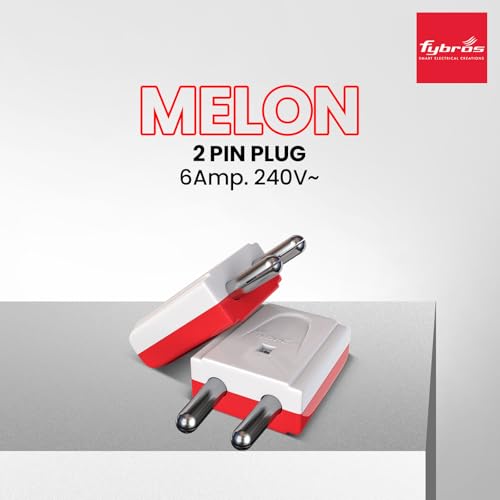 Image of Fybros Melon 2 Pin Male Plug Top Adapter - White-Red (Pack of 10) Made in India
