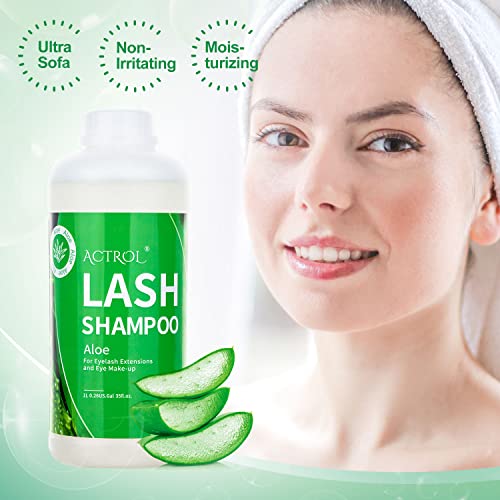 ACTROL Limpador de extensão de cílios Aloe 1L Natural Lash Extension Shampoo profissional espumante