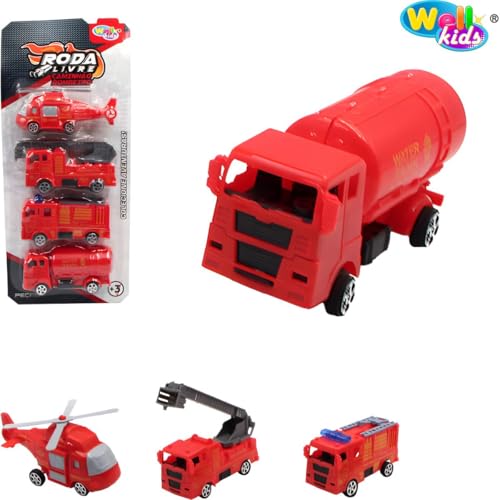 Kit Veículos de Bombeiro, 4 peças, Wellmix
