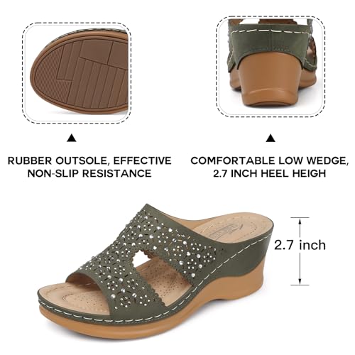 Image of SHIBEVER Wedge Sandals for Women Dressy: Summer Slip On Womens - Slide Comfortable Walking Platform Sandals